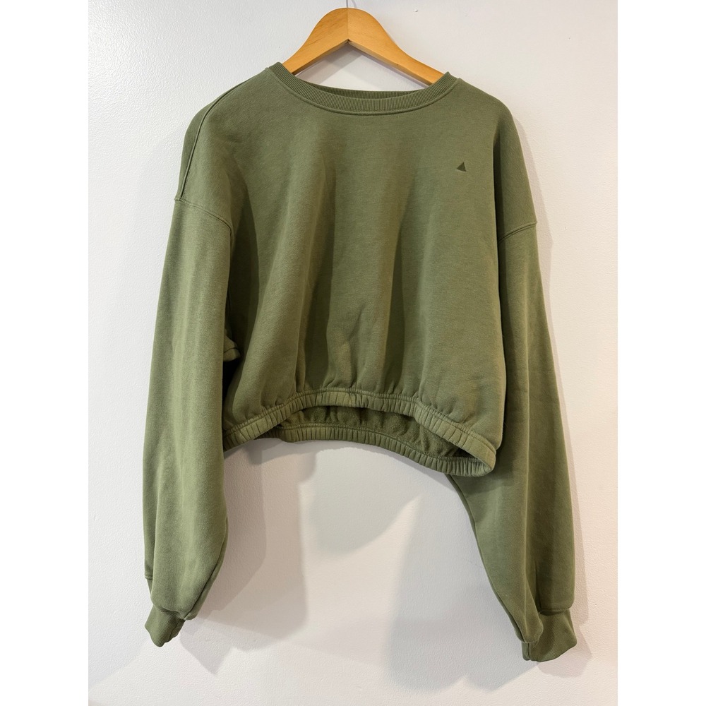 Vitality Cloud Cropped Sweatshirt Olive Green Fleece Pullover 3XL